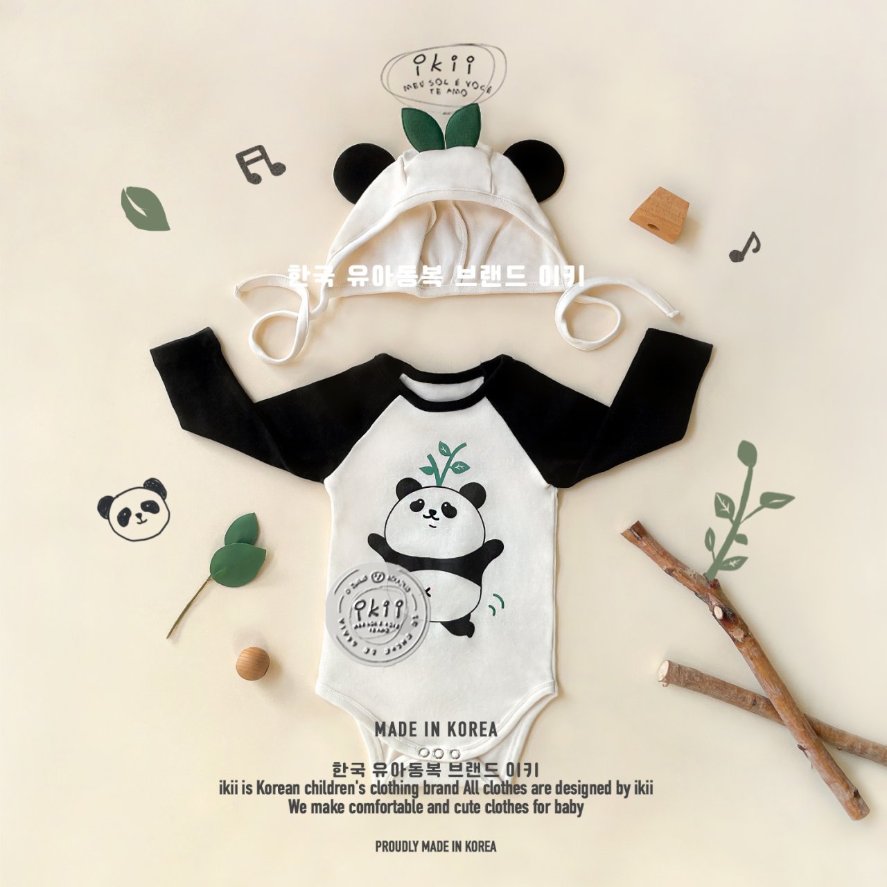 Panda Buddy LS Romper Set